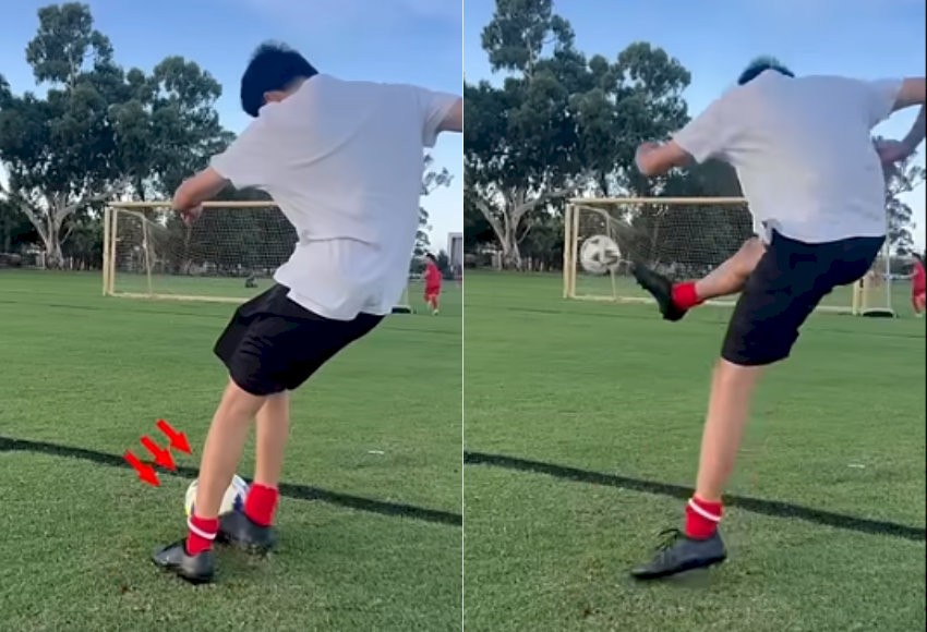 Điểm chạm bóng và vung chân