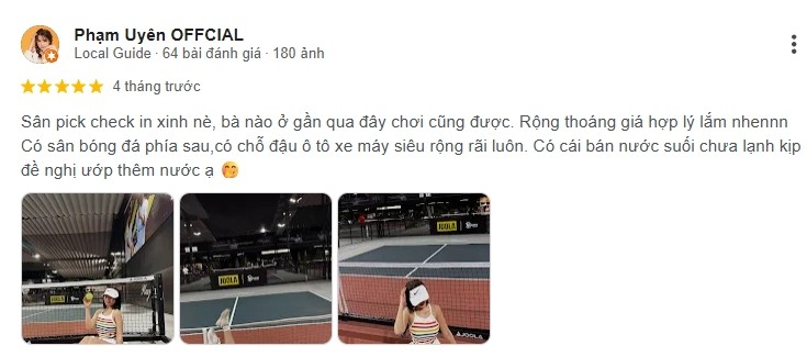 Người chơi hài lòng với các tiện ích và không gian tại sân Pickleball Trí Hải