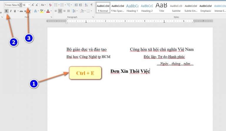 Soạn thảo tiêu đề chính của đơn