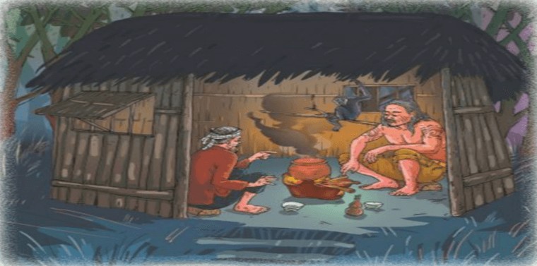Cảnh người đàn ông trong rừng sâu